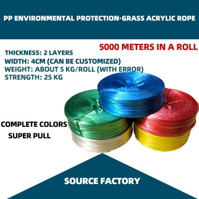 China Factory wholesale brand new pp material belt grass acrylic wrapping rope tying pp rope torn film wrap rope plastic tie for sale