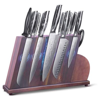 China 14 Pieces Disposable Chef Knife Block Set 6 German Steak Knives Quality Damascus Stainless Steel Pattern Cutlery Premium Knives for sale