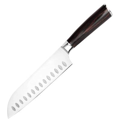 China 7inch Santoku 1.4116 Disposable Wooden German Knife Pakka Handle Knife Steel Kitchen Knife for sale