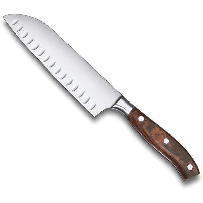 China Disposable Santoku Handle OEM&ODM Kitchen Knives 7 Inch 7Cr17MOV Stainless Steel Knife Sharp Durable Solid Wood Chef Knives for sale