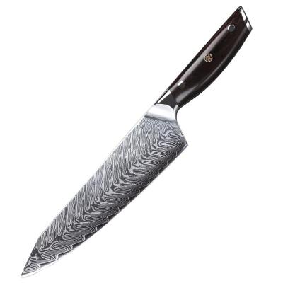 China The VG-10 Japanese Ebony Wood Handle Damascus Knife Steel Professional Chef Knife Disposable Classic Pattern 8 Inch Knives for sale