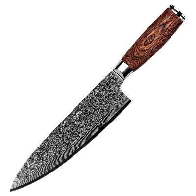 China 8 Inch Disposable Professional Steel Damascus Kitchen Chef Knife With Wood Handle for sale