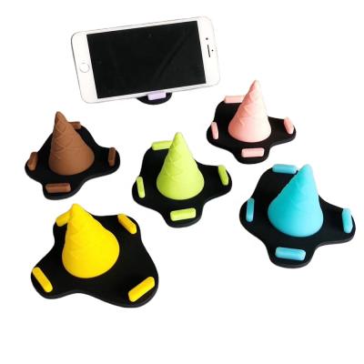 China 4 Angles to Support Universal Cute Soft Ice Cream Silicone Phone Holder for Desktop Cell Phone Stand for sale