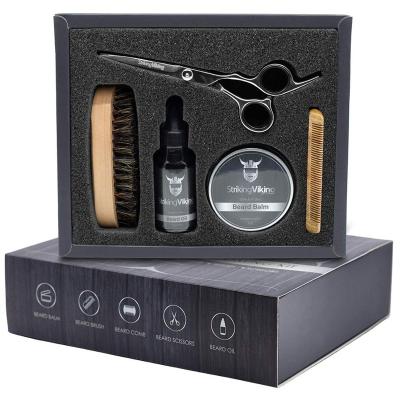 China Hotel OEM Beard Care Soften Mustaches Oil Beard Growth Kit Men's Beard Grooming Kit Set Private Label Grooming Comb for sale