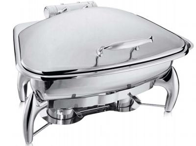 China Fan-Shaped Stainless Steel Food Warmer Induction Chafing Dish Optional 5L or 8L Fan-shaped Food Container for sale