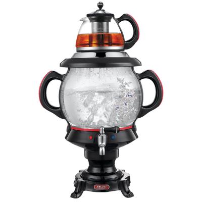 China Samovar de cristal de habitación del servicio de la tradición durable de los equipos con caldera eléctrica del agua de 4,5 litros con la tetera de 1 litro en venta