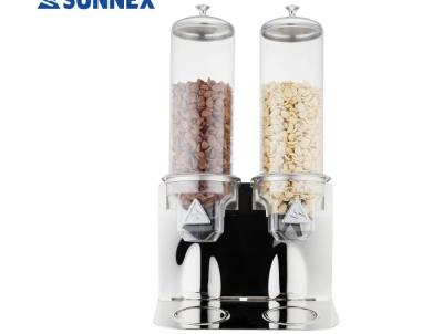 China Hanging Structure Stainless Steel Cookwares , Two Tnaks Cereal Dispenser Buffet Dry Food Dispenser w for sale