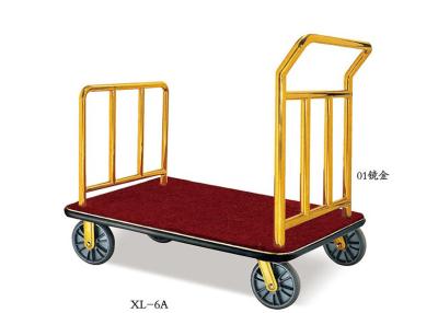 Chine Finition d'or de miroir d'acier inoxydable de chariot à service d'étage de lobby d'hôtel avec la plate-forme de tapis rouge à vendre