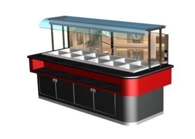 중국 매끄러운 벽 경사 나무를 가진 해산물을 위한 찬 1kw 상업적인 뷔페 장비 300L 판매용