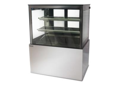 China Floor Standing Refrigerated Cake Display Cabinet High Humidity Square Glass Cake Showcase for sale