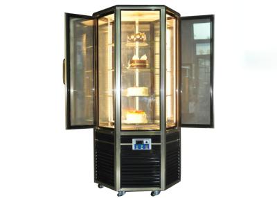 China Hexagonal Glass Door Cake Showcase Upright Rotating Cake Display Cooler 4~8℃ for sale