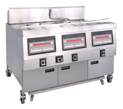 China 25x3L Electric 3 - Tank Four Basket Stainless Steel Fryer With Cabinet for sale