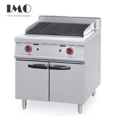 China 2025 Restaurant kitchen equipment for high-end dining Stainless Steel Gas Lava Rock Grill With Cabinet for sale