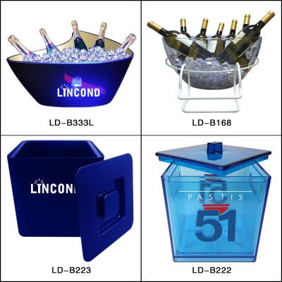 China Van de het Ijsemmer van douanelogo bar led wine cooler de Plastic Acryl Grote Capaciteit Te koop