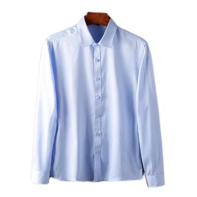 China Wholesale Silky Texture Men's Long Sleeve Viable Solid Color Stain Shirt Anti-Wrinkle Elastic Business Casual Shirt Men's Top for sale