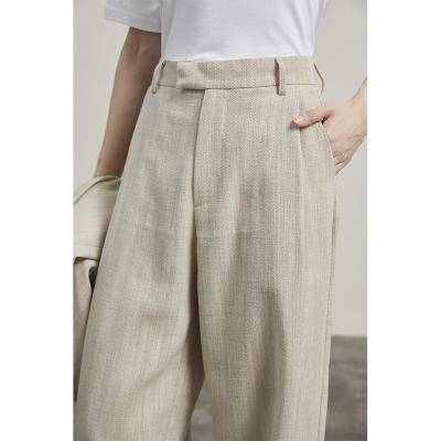 China Spring and summer new texture profile fashionable anti-static canvas casual pants loose and thin high waist wide leg pants women for sale