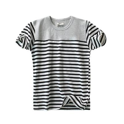 China 2022 Summer New Style Breathable Cotton Quality Breathable Cotton Wholesale Boy's T-shirt 110-140 Baby Boy Main Striped Short Sleeve T-shirt for sale