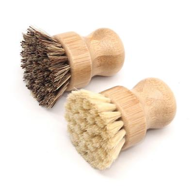 China Viable Kitchen Accessories Bamboo Dish Brush Natural Sisal Coconut Fiber Pot Cleaning Rubbing Brush for sale