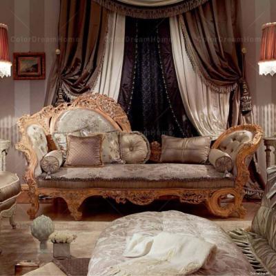 China Extended French Chaise Lounge Sofa Wood Carving Baroque Luxury Chaise Lounge Sofa for sale