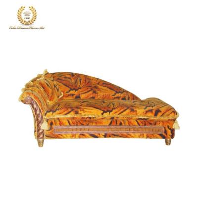 China Luxury Tiger Textured Velvet Convertible Solid Wood Lounge Chair For Living Room/Bedroom for sale