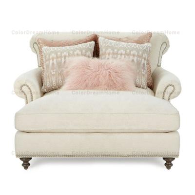 China Traditional High Quality Modern American Sofa Chaise Lounge White Velvet Loveseat for sale