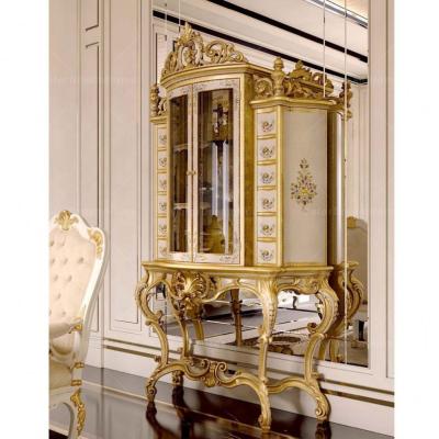 China European Royal Luxury Solid Wood Display Cabinet Living Room Glass Wood Cabinets for sale