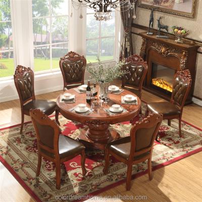 China European Style Solid Wood Dining Table Solid Wood Dining Tables 6 Chairs Round Tables for sale