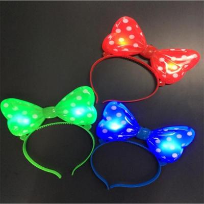 China Decoration Glow LED Light Up Bow Hair Band Headband Bowknot Head Bopper Cosplay Party for sale