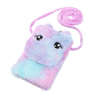 China NO winter new arrival cartoon plush unicorns single shoulder bags fur small change animal purse for kids for sale