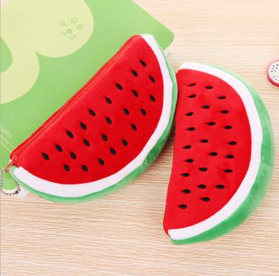 China Manufacturer New Cute Fashion Watermelon Bag Storage Cartoon Plush Coin Purse Fruit Anti-theft Wallet For Kids for sale