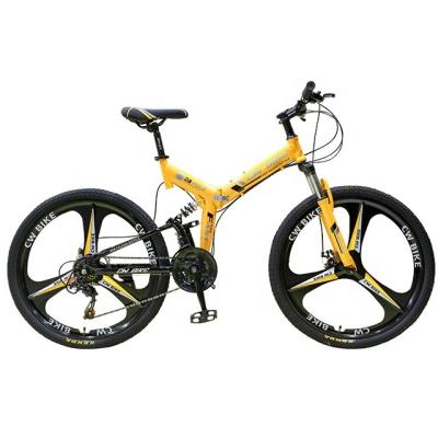 China Carbon Steel 26 Inch Foldable Mountain Bike For Men Adult 3 Cutter Hub Carbon Steel Frame Full Suspension for sale