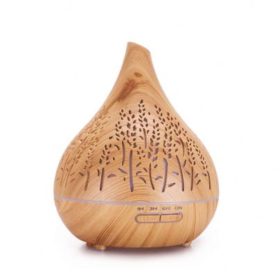 China Feel Comfortable New Design 400ml Scent Diffuser Cavity Lavender Pattern Design Led Essential Oil Diffuser for sale