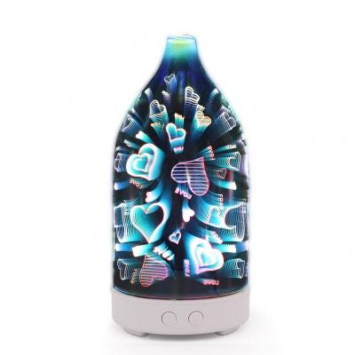 China New Style Heart Style 3D Glass Aroma Diffuser Aromatherapy Comfortable Essential Oil Diffuser Feel Fresh Air for sale