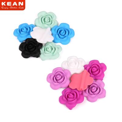 China Safe For Baby Flower Shape Top Silicone Teething Beads Baby Chewable Loose Beads for sale