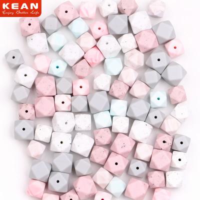 China Fast Shipping Eco Friendly Safety Chewable Silicone Beads Silicone Hexagon Bead For Baby Teething for sale