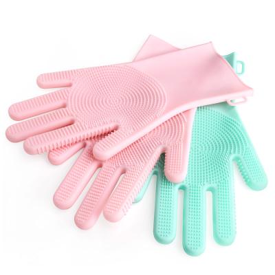 China High Friction Kitchen Latex Glove For Household Dish Washing Silicone Cleaning Gloves With Brushes for sale