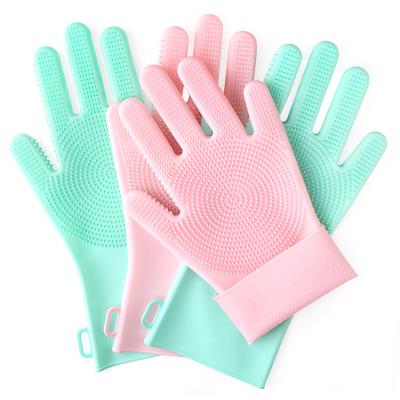 China New Design High Friction Double Side Washing Gloves Silicon Scrubs Household Tools Eco Friendly Dishwasher Gloves for sale