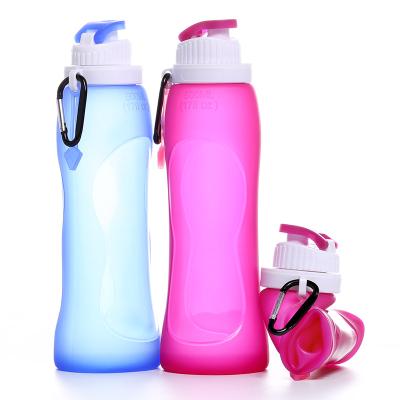 China Sustainable Hot Outdoor Sports Drinking Bottle Custom Collapsible Silicone Collapsible Water Bottle for sale