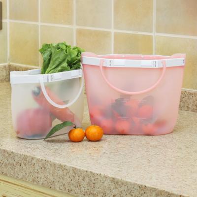 China Sustainable Food Grade Silicon Food Container Silicone Freezer Bags Transparent Eco Food Bag for sale