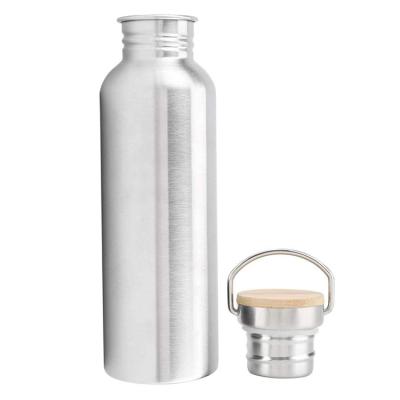 China Customized Logo 304 Stainless Steel PORTABLE Single Wall Water Bottle With Bamboo Lid for sale