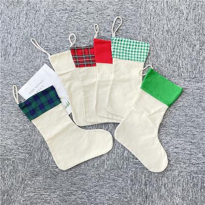 China 100% Polyester Canvas Xmas Christmas Socks Stockings Wholesale Bag Dye Sublimation Heat Press Decoration For Blank Sublimation Transfer for sale