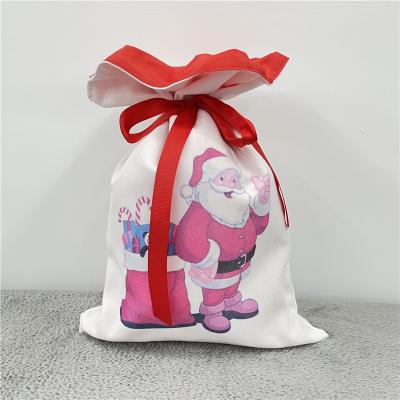 China 100% Polyester Large Canvas Santa Bags 100% Polyester Canvas Sublimation Blank Santa Bags For Sublimation Transfer Heat Press Printing Crafts for sale