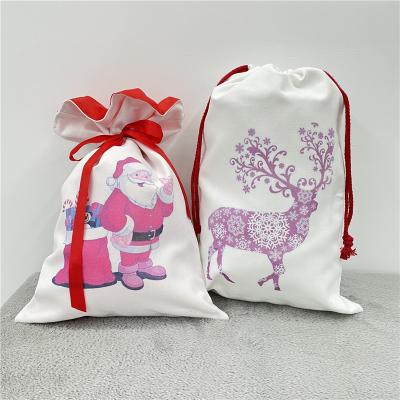 China Organic Heavy Duty Polyester Canvas Bags Blank 100% Polyester Canvas Santa Christmas Gifts Sack Bags For Blank Sublimation Printing for sale