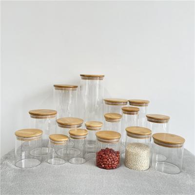 China Blank Cover Blank Sublimation DIY Design Mason Stored Multiple Sizes Sealed Lid Bamboo Storage Glass Bamboo Jar For Heat Press Printing for sale