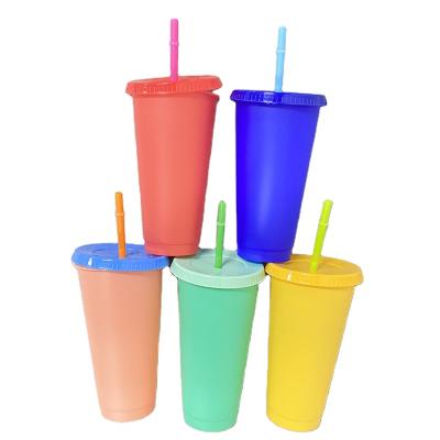 China Viable Factory Price BPA Free 24oz 700ml PP Change 5 Color Reusable Plastic Cup Free Pack For Cold Water Drinks for sale