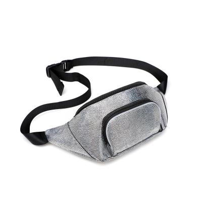 China Water Proof Laser Bling Silver PU Smell Proof Fashion Bag Smell Proof Fanny Pack for sale