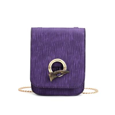 China 100% Eco-friendly Purple Color PU Ladies Cell Phone Bag Leather Cross - Body Chain Strap for sale