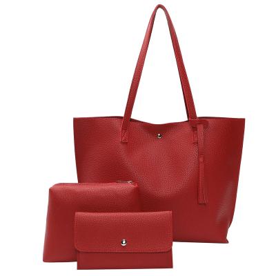 China Ladies High Quality Set Bags Women Bag Sets Tote Bag Customs With Pocket Wallet for sale