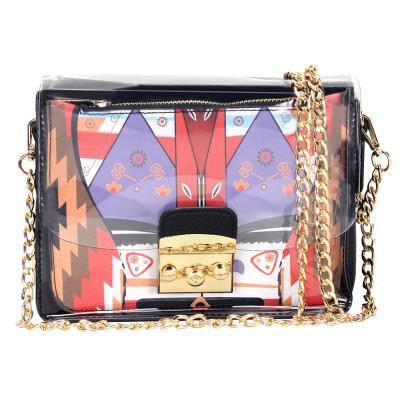 China High Quality Wholesale Women's Clear Graffiti Purse PVC Clear Cross - Body Bag for sale