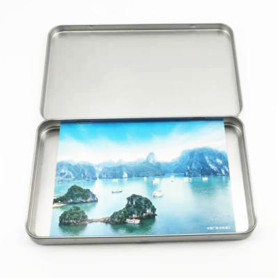 China Slim Postcard Gift Card Metal Case Eyebrow Pencil Eco-friendly Packing Box Make Up Watercolor Box for sale